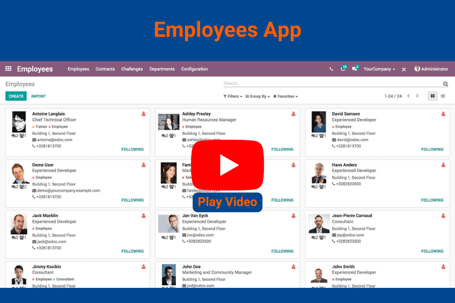 Employee Management — Odoo screenshot
